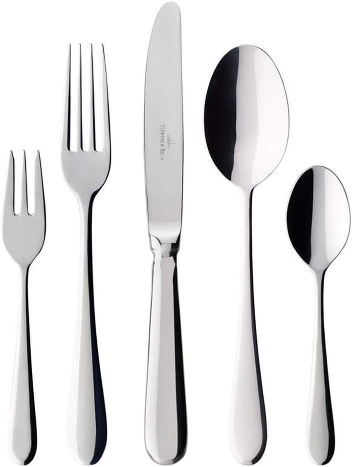 Villeroy & Boch – Oscar Tafelbesteck 24 Teilig 6 Personen, Spülmaschinenfest, Rostfrei, Besteck Set, Essbesteck, Messer Gabel Löffel Set, Cutlery Set, Besteckset Edelstahl, Edelstahl