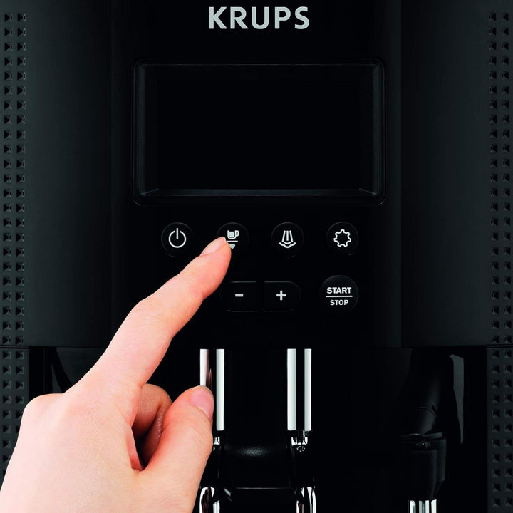 Aparat de cafea Krups Essential Cu tub de lapte, Funcție 2 căni, Afișaj LCD, Curățare ușoară, Aparat de cafea, Sigiliu Tüv, Negru, EA816031