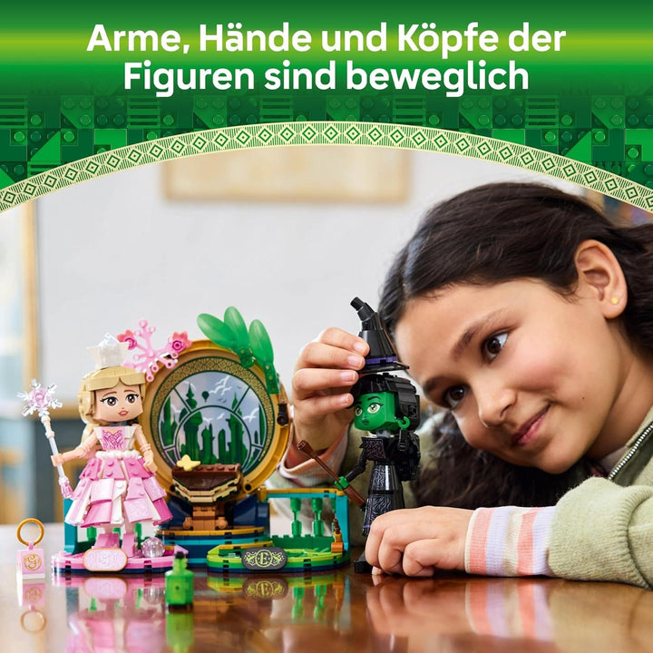 Păpuși LEGO Wicked Elphaba și Glinda - jucărie cu figurine de colecție ale vrăjitoarelor din Oz - cadou creativ pentru fete peste 10 ani și fani ai filmului - 75682
