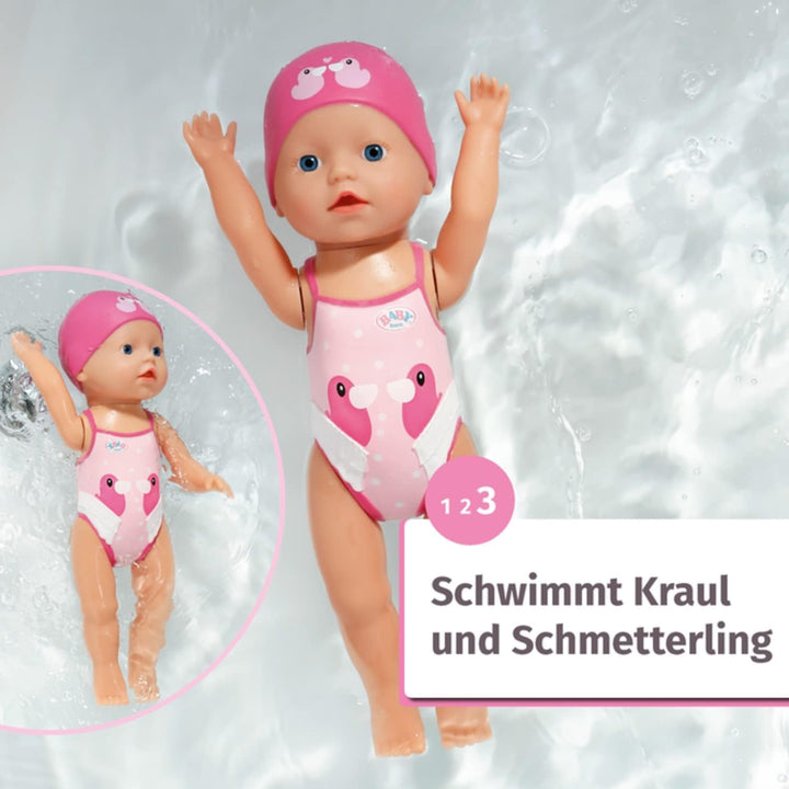 BABY Born Floating Lizzie 30cm, păpușă de baie cu vânt, impermeabilă, funcționează fără baterii, păpușă înaltă de 30cm, 835302 Zapf Creation