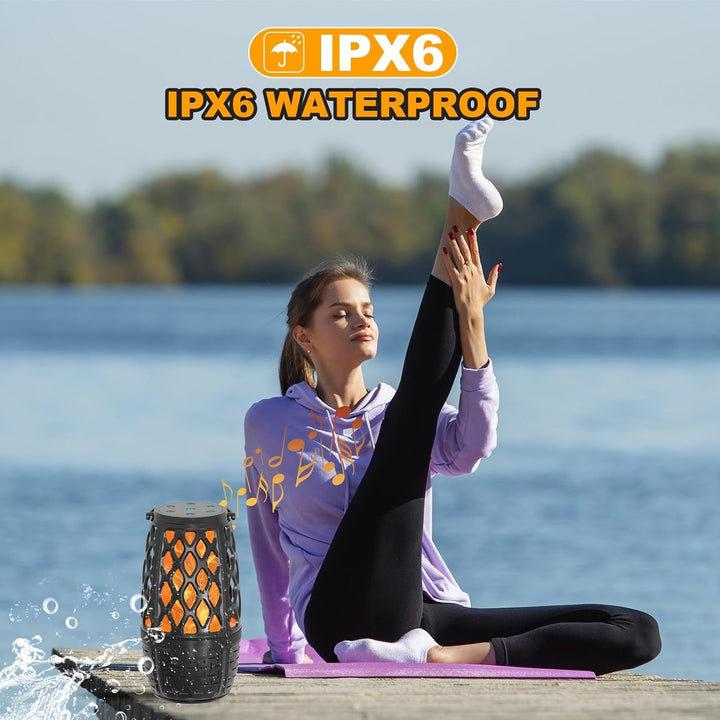 Outdoor Bluetooth Speaker with Light, Decor, Tech Gadget Cool Stuff, Sync up to 100 Wireless Portable Speaker with Wall Mount/Stake/Hook, Waterproof for Patio/Yard/Party/Camping, 2 Pack
