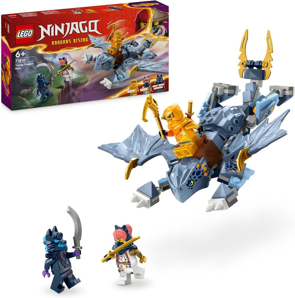 LEGO NINJAGO Riyu The Baby Dragon, jucărie dragon cu 3 mini figurine, jucărie ninja construibilă pentru băieți și fete de 6 ani, cadou plin de acțiune pentru copii 71810