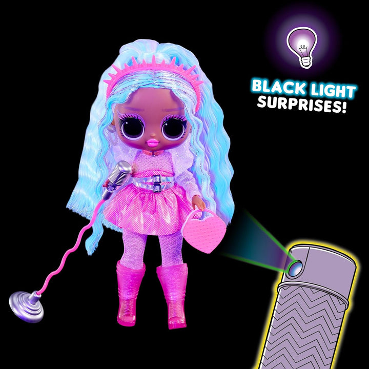 L.O.L. Surprise! Tweens Neon Pop Stars - Kitty K - 1 păpușă la modă cu surprize retroiluminate și 10+ costume și accesorii Pop Star, inclusiv micro-benzi retro, cadou pentru copii 4+