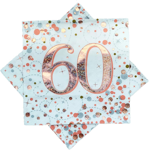 Șervețele Sparkling Fizz 60Th Rose Gold 33 Cm X 33 Cm 3-Ply 16 bucăți
