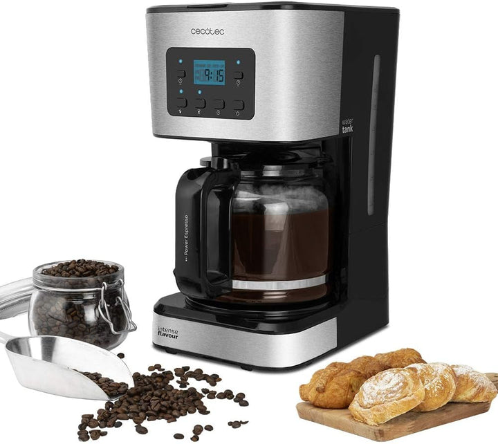 Cafetieră cu picurare programabilă Cecotec Coffee 66 Smart Plus. 980W, capacitate 12 cești, tehnologie extemaroma, funcție de autocurățare, design din oțel inoxidabil, ecran Lcd, capacitate 1,5L