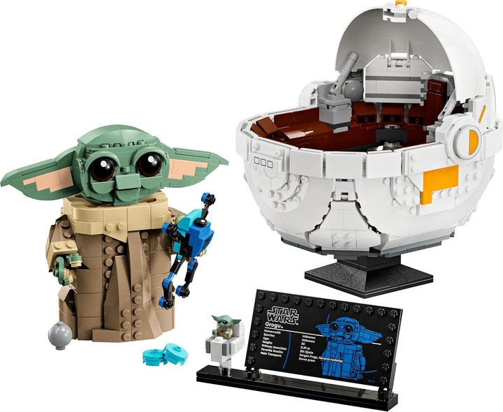 LEGO Star Wars 75403 Grogu în leagănul său repulsor din Mandalorian - Minifigurină de colecție - Model de construit, jucat și expus - Decorațiuni pentru casă - Cadou pentru băieți și fete cu vârsta de peste 10 ani