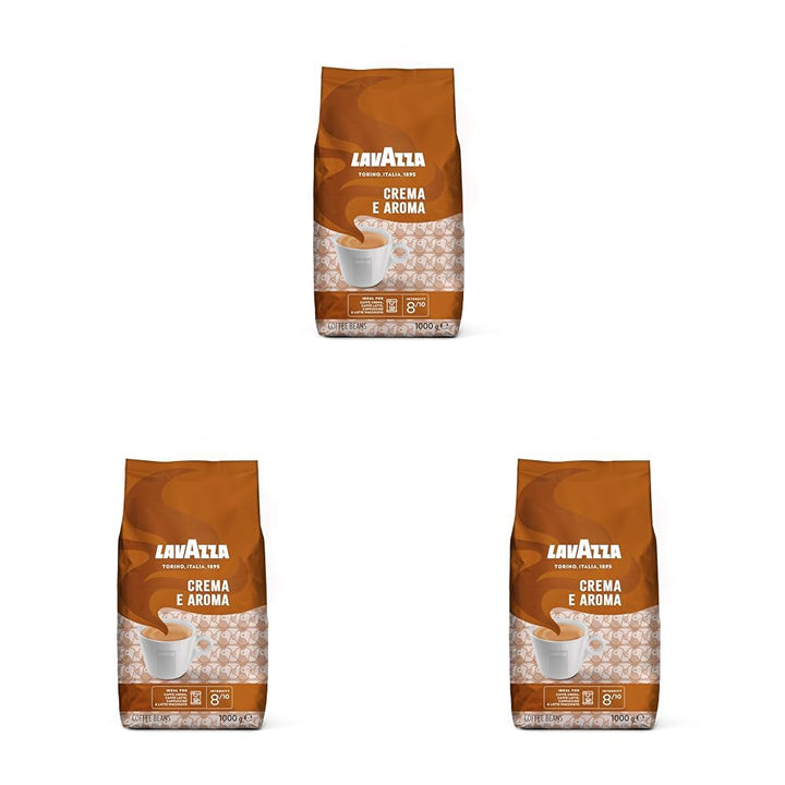 Lavazza, Crema E Aroma, Arabica Und Robusta Kaffeebohnen, Ideal Für Espressomaschinen, Mit Schokoladigen Aromen, Reicher Und Vollmundiger Geschmack, Intensität 8/10, Mittlere Röstung, 1 Kg Packung