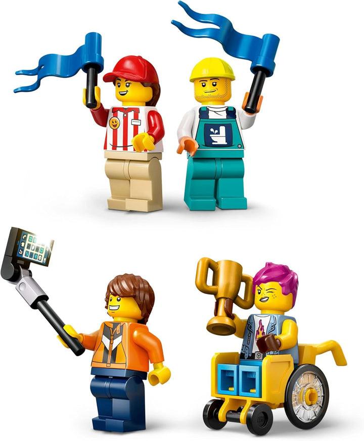 LEGO City No Limits: Soapbox Race With Ramp - Jucărie de construit pentru băieți și fete de la 6 ani - Set cu 2 cutii de săpun și 4 minifigurine Racer - Idee de cadou pentru copii 60460