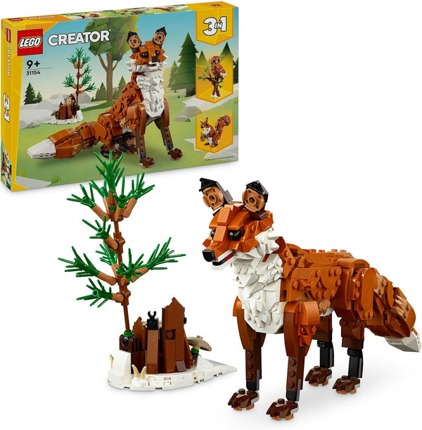LEGO Creator Forest Animals: Red Fox, set de animale cu jucărie cu vulpe, bufniță și veveriță, figuri de animale de pădure cu care să te joci și să le afișezi, cadou creativ pentru băieți și fete de la 9 ani 31154