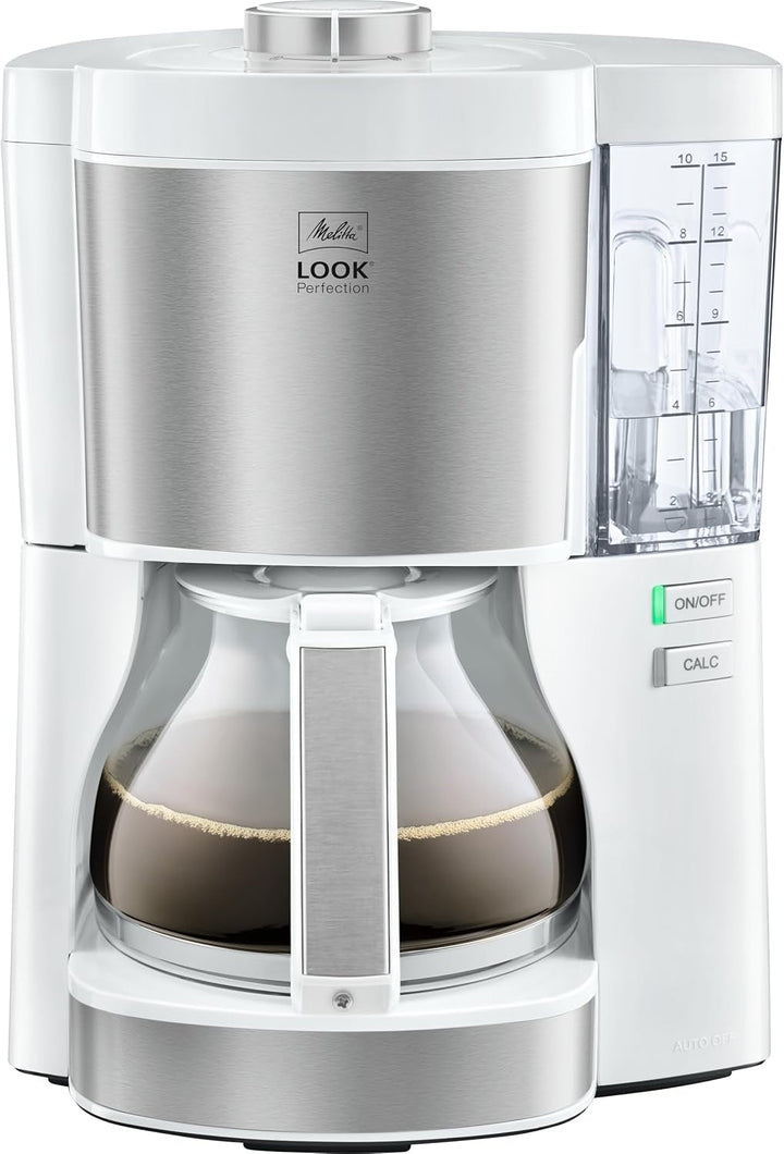 Melitta Look Perfection - Cafetieră cu rezervor de apă detașabil, filtru de cafea cu ulcior de sticlă și opritor de picurare, pentru până la 10 cești de cafea, negru