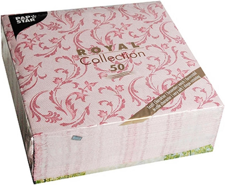 Papstar, 50 de șervețele "ROYAL Collection" 1/4 fold 40 Cm X 40 Cm Bordeaux "Damascato", #84999