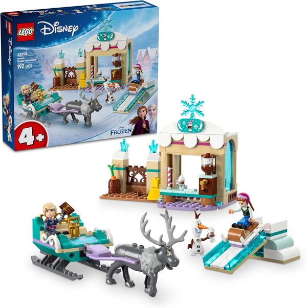 LEGO Ç€ Disney Frozen Anna's Sleigh Adventure, Jucărie de construcție și Playset de fantezie, Suport de ciocolată cu Anna, Kristoff, Olaf și Sven Mini Dolls, Jucărie de prințesă pentru fete de la 4 ani 43256