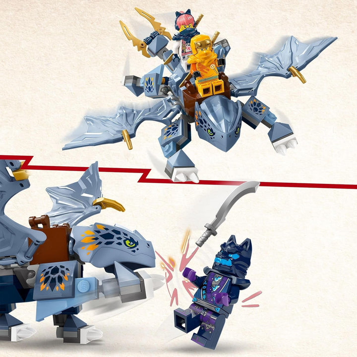 LEGO NINJAGO Riyu The Baby Dragon, jucărie dragon cu 3 mini figurine, jucărie ninja construibilă pentru băieți și fete de 6 ani, cadou plin de acțiune pentru copii 71810