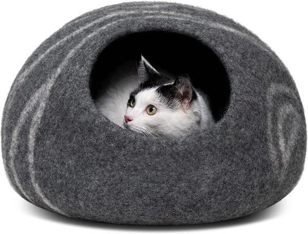 MEOWFIA Pat pentru Pisici Peșteră – Paturi ecologice din lână 100% Merino pentru pisici și pisoi