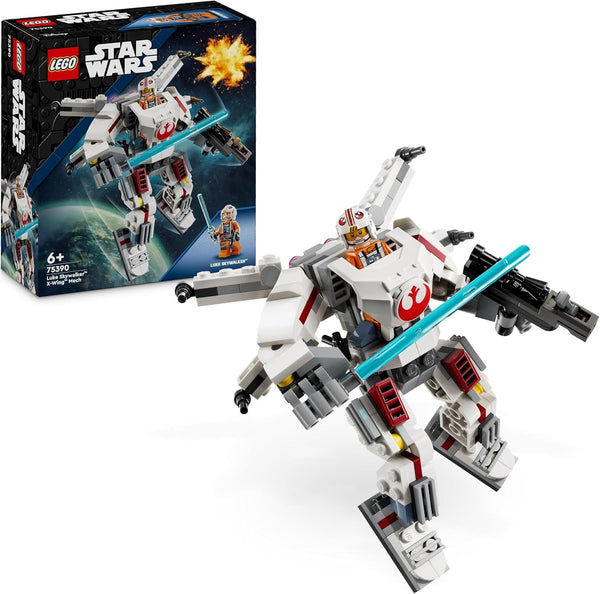LEGO Star Wars X-Wing Mech al lui Luke Skywalker, cărămizi de jucărie de colecționat, aventură de acțiune, idee de cadou pentru băieți și fete creative cu vârsta de 6+ 75390