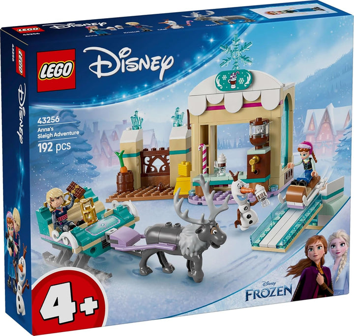 LEGO Ç€ Disney Frozen Anna's Sleigh Adventure, Jucărie de construcție și Playset de fantezie, Suport de ciocolată cu Anna, Kristoff, Olaf și Sven Mini Dolls, Jucărie de prințesă pentru fete de la 4 ani 43256