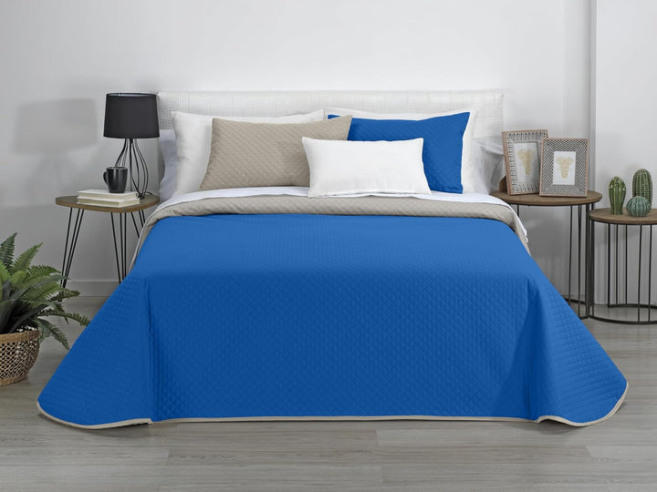 Estoralis | AVA | Cuvertură Boutique Reversibilă | Pentru toate anotimpurile | Culoare - gri/albastru | Pentru pat 80/90 cm. pat. (180 X 270 Cm. Ancho X Alto) | Cuvertură cu matlasare Plapumi si pilote Naty Shop