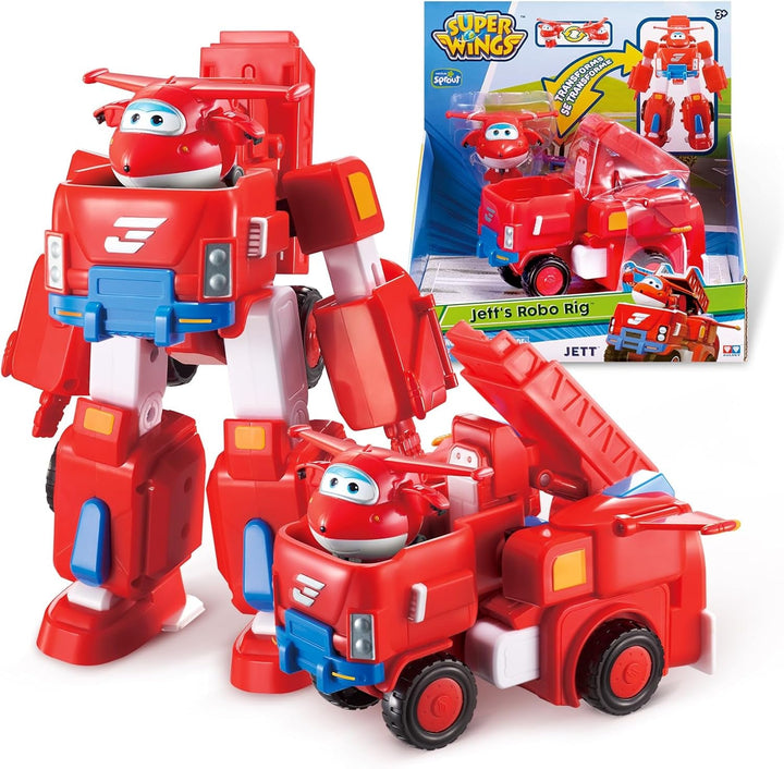 SUPER WINGS - VEHICUL ROBOT CONVERTIBIL "PAUL'S CRUISER" 18 Cm + 1 FIGURĂ 5 Cm - Mașină și avion de jucărie Transform-A-Bots din serialul animat - Jucării pentru copii peste 3 ani