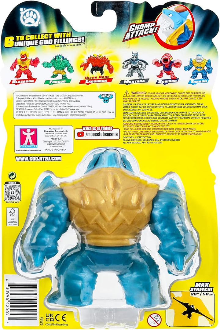Heroes of Goo Jit To Deep GOO Sea Hero Pack cu Thrash. Figură de acțiune super elastică și extensibilă cu umplutură specială de slime și falcă mobilă