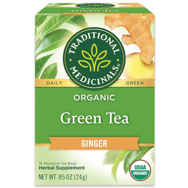 Tea, Organic Green Tea Ginger, Promotes Healthy Digestion, 16 Tea Bags Tea USA Naty Shop Ginger Pack Of 1