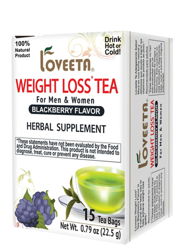 Loveeta Wellness Weight Loss Tea Blackberry - 15 Tea Bags (Gmo Free, Gluten Free, Dairy Free, Sugar Free & 100% Natural) Tea USA Naty Shop Weight Loss Blackberry Tea 15 Count (Pack Of 1)