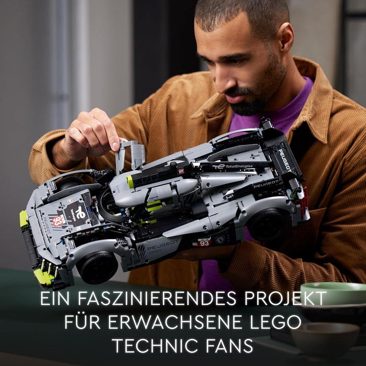LEGO 42156 Technic Peugeot 9X8 24H Le Mans Hybrid Hypercar, mașină de curse legendară, kit model pentru adulți, scara 1:10, mașină de motorsport de colecție pentru jucători avansați