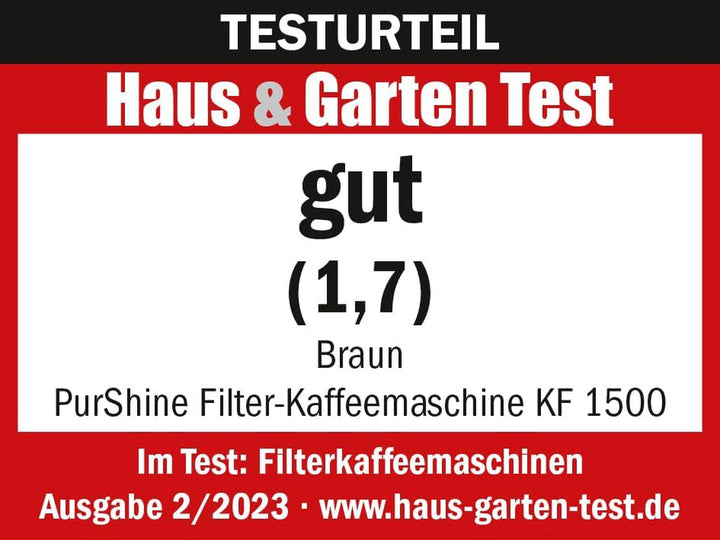 Cafetiera Braun Purshine KF 1500 WH - Cafetieră cu filtru și ulcior din sticlă pentru până la 10 cești, sistem Optibrew, oprire automată, 1000 Watt, alb, KF1500WH