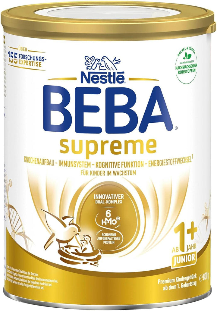 BEBA SUPREME Junior 1+ Kindergetränk Ab Dem 1. Geburtstag, Babynahrung Mit 6 HMO Komplex, Nur Laktose, Ohne Palmöl, 6Er Pack (6 X 800G)