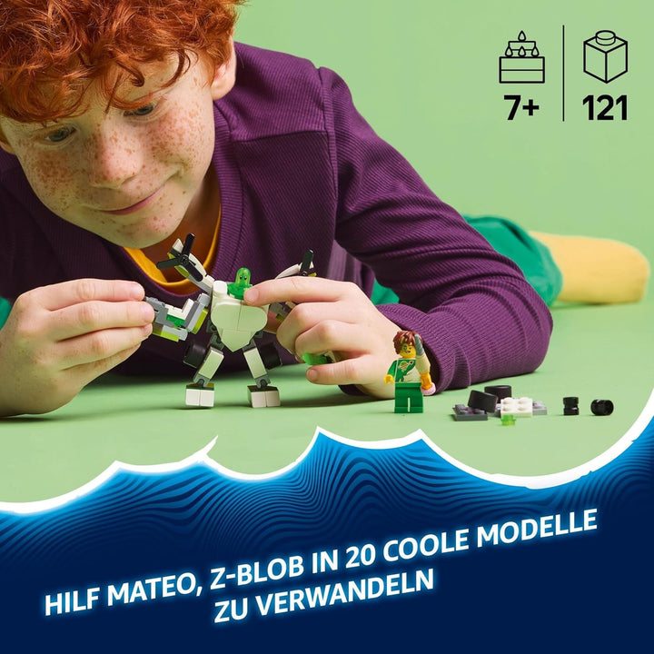 LEGO Dreamzzz Z-Blob's Robot and Vehicle Adventure, 20-in-1 Toy Mech, pentru fete și băieți, copii cu vârsta de peste 7 ani, Playset Fantasy cu Mateo Minifigure, 20 versiuni de Z-Blob 71487
