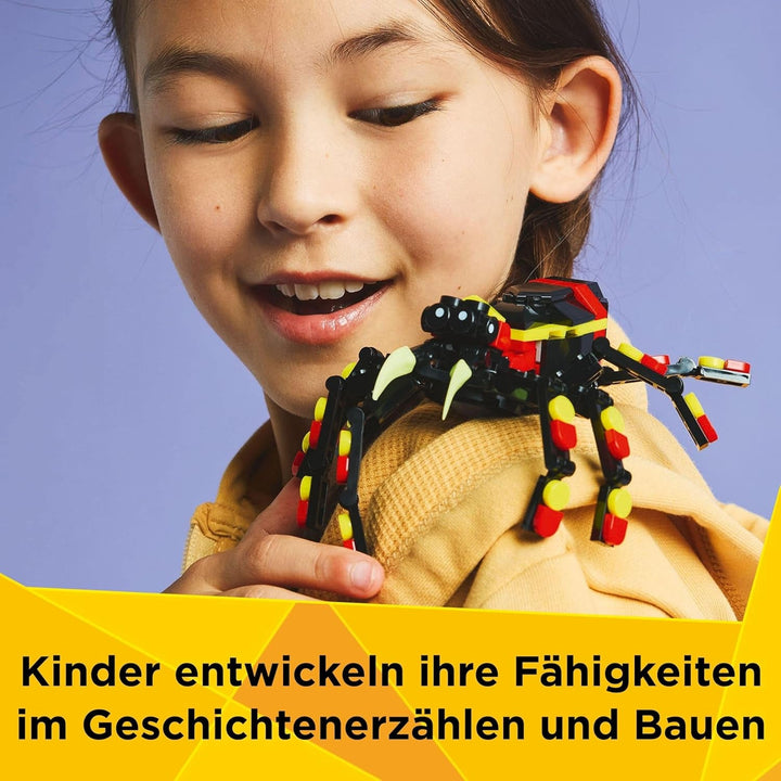 LEGO Creator 3In1 Animale sălbatice: Păianjen surpriză - jucărie de reconstruit într-o figură de scorpion sau șarpe - set de construcție cu 3 modele - cadou pentru băieți și fete de la 7 ani 31159
