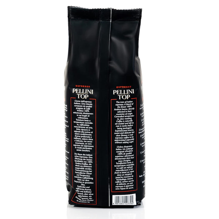 Pellini Kaffee in Chicchi Top, 100% Arabica-Mischung, Kaffeebohnen Mit Duftenden Und Raffinierten Aromen Und Einem Hauch Von Lakritze Und Kakao, 500G