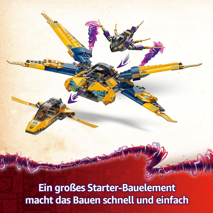 LEGO NINJAGO Super Storm Flyer al lui Ras și Arin - Jucărie cu dronă, tragătoare, lame și motoare - Incl. 3 minifigurine pentru jocuri de rol Ninja - Set de construcție pentru băieți și fete de la 8 ani 71833