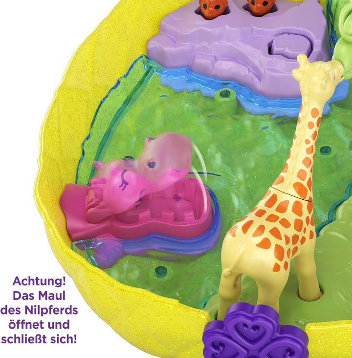 Polly Pocket GKJ64 - Cutie de buzunar cu ananas, portabilă, cu 8 funcții distractive, păpușile Polly și Purple, 2 accesorii și foaie de autocolante; jucărie pentru copii de 4 ani și peste