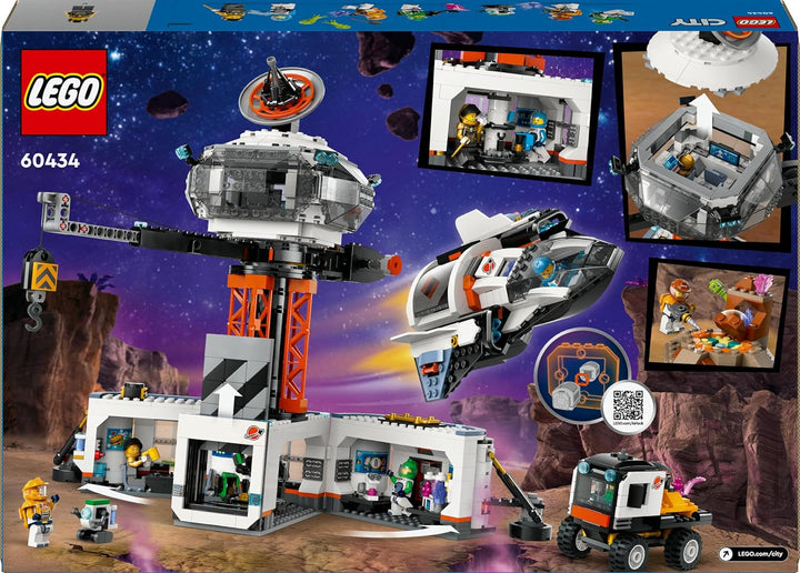 LEGO City Space Base cu rampa de lansare, stație spațială de jucărie cu vehicul spațial și navă spațială pentru copii, set cu 6 minifigurine, roboți și extratereștri, cadou pentru băieți și fete 60434