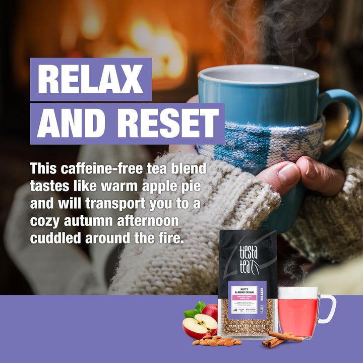 - Nutty Almond Cream | Premium Loose Leaf | Cinnamon Almond Herbal Tea Blend | Non-Caffeinated | Make Hot or Iced & Brews up to 200 Cups | 16 Ounce Resealable Bulk Pouch Tea USA Naty Shop