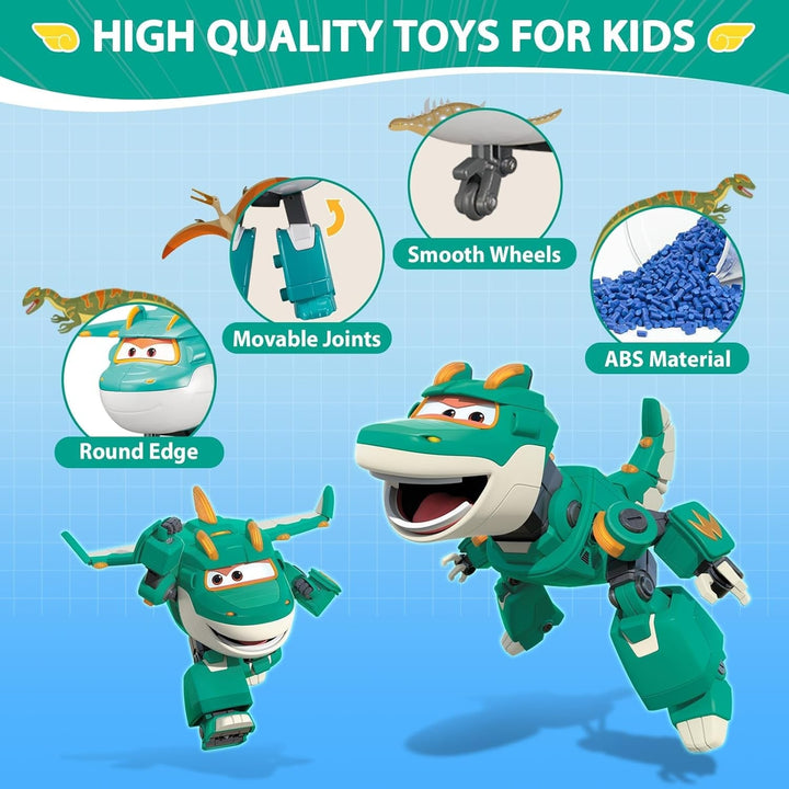 Super Wings 5" Transforming Characters 2-Pack Transforming Supercharged Jett + Tino, jucărie Transformer pentru băieți și fete de peste 3 ani, roșu