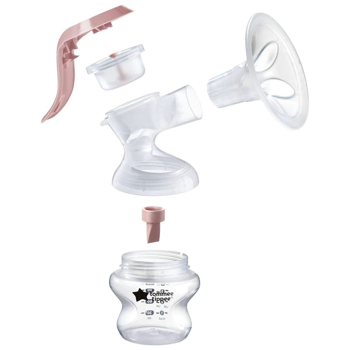 Tommee Tippee Made for Me Manuelle Einzel-Milchpumpe, Starke Saugkraft, Ergonomischer Griff, Tragbare Und Leise Milchpumpe, Samt Babyflasche