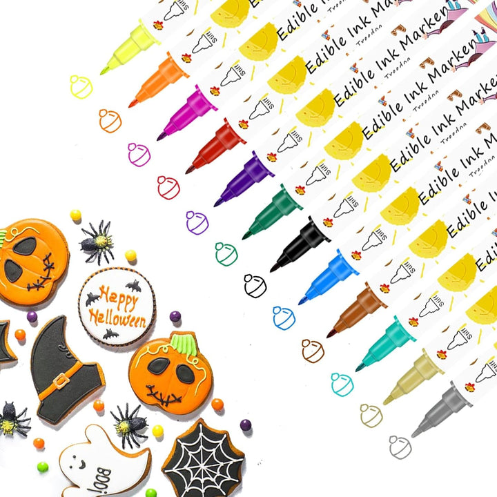 Lebensmittelfarbe Stifte Backen,12Pc Fondant Lebensmittelfarbstifte,Essbare Lebensmittel Stift,Diy Ostereier Geburtstag Zum Dekorieren,Lebensmittelfarbstoffe Gourmet-Schreiber Für Kuchen,Kekse,Dessert