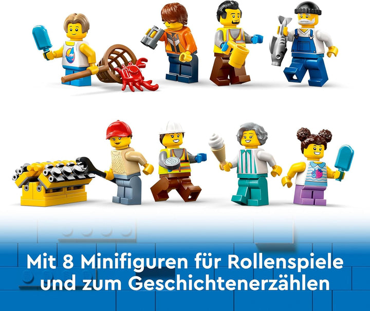 Portul LEGO City cu navă de marfă, jucărie de construit pentru băieți și fete de la 8 ani, idee de cadou pentru copii, macara pentru containere, navă de jucărie și 8 minifigurine 60422