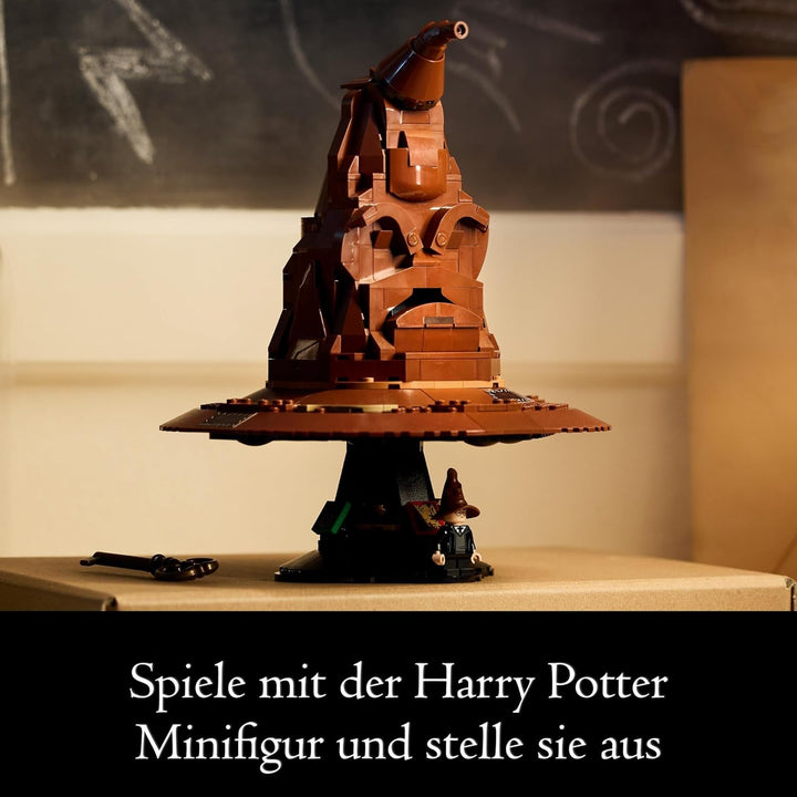LEGO Harry Potter Pălăria vorbitoare, model Hogwarts pentru adulți, cadou de film pentru femei, bărbați, mamă și tată, cu 31 de combinații de sunete aleatorii, te sortează în casa ta Hogwarts 76429
