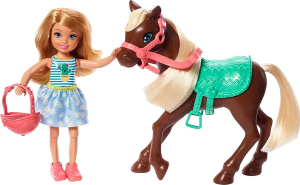 Barbie GHV78 - Club Chelsea Playset cu păpușă și cal, aprox. 15 cm, blondă, cu modă și accesorii, jucărie cadou pentru copii de la 3 la 7 ani