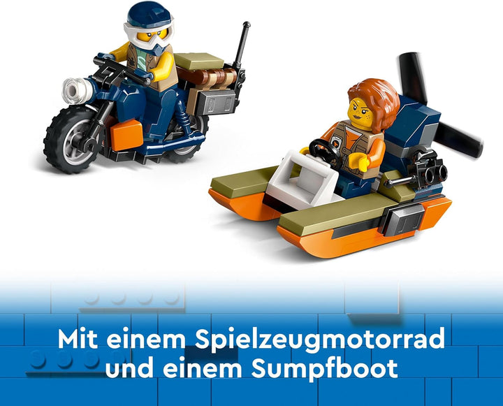 Elicopter LEGO City Jungle Explorer, set de joacă de aventură pentru copii 8+, cadou de Crăciun sau aniversare pentru copii, 5 minifigurine și 3 gorile 60437