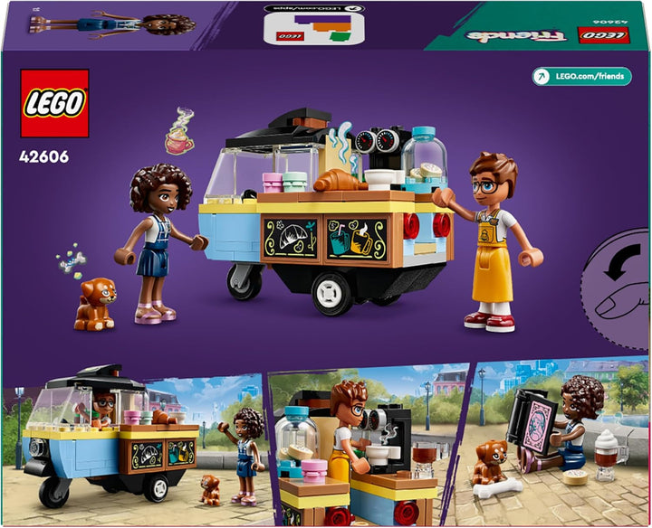 LEGO Friends Rolling Café, jucărie mică de copt pentru copii, cadou pentru fete și băieți de la 6 ani, jucărie educativă cu personajele Aliya, Jules și câinele Aira 42606