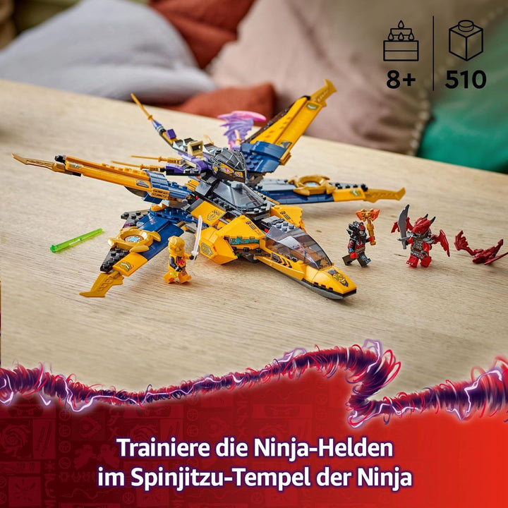 LEGO NINJAGO Super Storm Flyer al lui Ras și Arin - Jucărie cu dronă, tragătoare, lame și motoare - Incl. 3 minifigurine pentru jocuri de rol Ninja - Set de construcție pentru băieți și fete de la 8 ani 71833