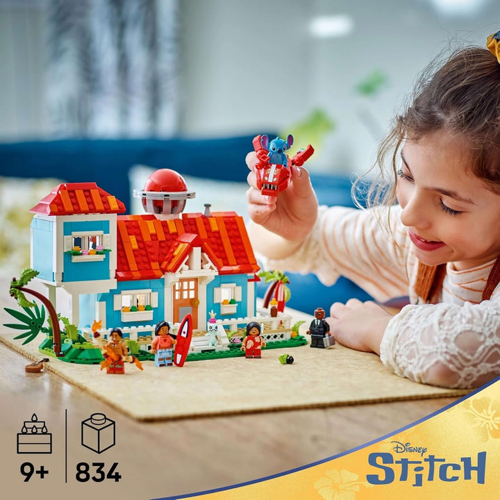 LEGO Ç€ Disney Casa de pe plajă din "Lilo și Stitch" - Jucărie de construit cu 6 camere, observator, navă spațială și 5 minifigurine - cadou de ziua de naștere pentru fete și băieți de 9+ și fani 43268