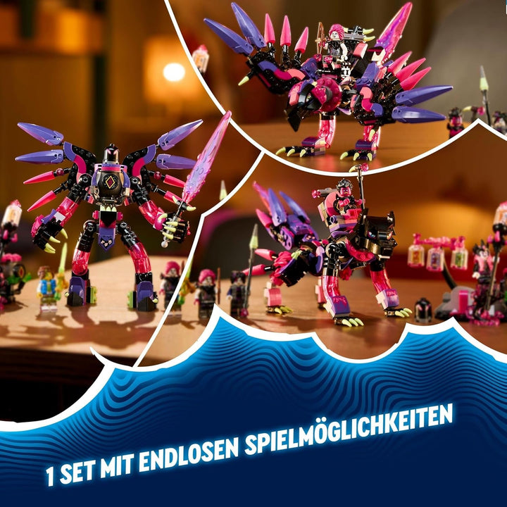 LEGO Dreamzzz 3-In-1 The Nightmare Creatures Of The Never Witch, jucărie magică pentru copii, cazan construibil, lup sau corb, set de fantezie pentru fete și băieți de la 9 ani 71483