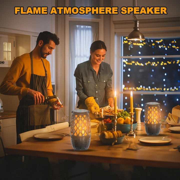 Outdoor Bluetooth Speaker with Light, Decor, Tech Gadget Cool Stuff, Sync up to 100 Wireless Portable Speaker with Wall Mount/Stake/Hook, Waterproof for Patio/Yard/Party/Camping, 2 Pack