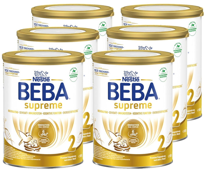 BEBA SUPREME 2 Folgemilch Nach Dem 6. Monat, Babynahrung Mit 6 HMO Komplex, Nur Laktose, Ohne Palmöl, 6Er Pack (6 X 800G)