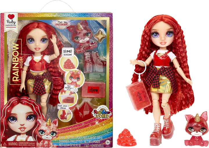 Păpușă Rainbow High Fashion cu slime și animal de companie - Amaya (Culori curcubeu) - păpușă strălucitoare de 28 cm cu slime sclipitor, animal magic și accesorii de modă - jucărie pentru copii - 4-12 ani