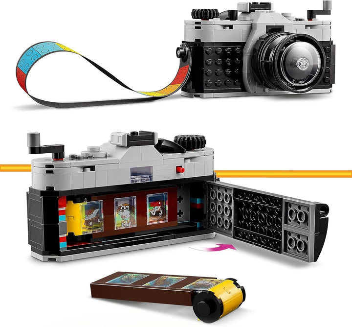 LEGO Creator 3In1 Retro Camera Toy, Camera video, Set TV, Decorațiuni de birou pentru copii sau accesorii pentru dormitor, Cadouri de fotografie pentru fete și băieți de la 8 ani 31147
